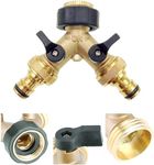 Garden Mile Brass 2-Way Double Garden Tap Adapter and Hose Connector - 3/4" Dual Hose Pipe Connector Strong Metal Hozelock Connector for All Water Garden Hose for Outdoor and Multi-Use (Twin)