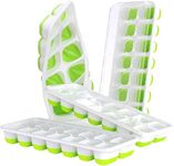 AnrAm Ice Cube Trays 4 Pack, Easy-Release Silicone & Flexible 14-Ice Cube Trays with Spill-Resistant Removable Lid, LFGB Certified and BPA Free, for Cocktail, Freezer, Stackable Ice Trays with Covers