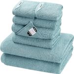 SEMAXE Blue Towel Set, 2 Bath Towels 2 Hand Towels 4 Washcloths, 100% Cotton Bathroom Towels with Hanging Loops and Smart Tag, Hotel Spa Quality Absorbent Towel, 8 Piece Towels