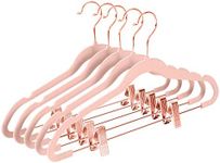 MIZGI Premium Velvet Pants Hangers with Clips (Pack of 20) Slim Skirt Hangers- Non Slip Felt Outfit Dress Hangers Blush Pink - Copper/Rose Gold Hooks,Space Saving Shirt Clothes Hangers