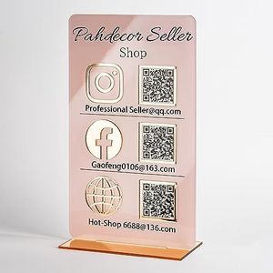 Pahdecor Custom Triple Icon Multi QR Code Sign Personalized Business Social Media Sign Instagram Facebook Venmo Scan to Pay Stand Beauty Store Salon Hairdressers Beautician Plaque for Restaurant