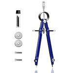 Drawing Compass, 1pc Professional Compass Maths Metal Drafting Compass with Lock&Extra Lead Refills, Blue Bow Geometry Compass Set for Technical Drawing Accessories & School Supplies-Makes 24cm Circle