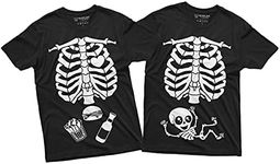 Silver Lake T-shirts Couple Halloween Skeleton Scary Costume Baby Burger Food Mens Womens Shirt, Black/Mens Version, 3X-Large