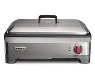 Wolf Gourmet WGGR100S Precision Electric Griddle, Flat Top Countertop Indoor Grill, Stainless Steel with Red Knob