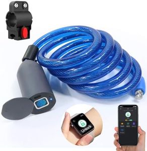 Anweller Fingerprint Cable Lock, 4.9FT Long Heavy Duty Anti Theft Bike Lock, Weatherproof Keyless Biometric Bluetooth App Smart Lock for Bicycle Scooter Lawnmower Skateboard Snowboard Ski - Dark Blue