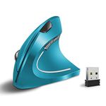 Vassink Ergonomic Mouse, Rechargeable Wireless Mouse, 2.4GHz Rechargeable Wireless Vertical Optical Mice with USB Receiver, 6 Buttons, 800/1200/1600 DPI, for Laptop, PC, Computer (Blue)