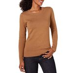 Amazon Essentials Women's 100% Cotton Crewneck Sweater (Available in Plus Size), Camel Heather, XX-Large