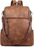 FADEON Womens Backpack Purse Large Designer PU Leather Laptop Backpacks, Ladies College Book Bag Shoulder Bags, Retro Brown Style, Daypack Backpacks