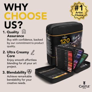 Castle Art 120 Colouring Pencils Set – Artist Quality Drawing Kit