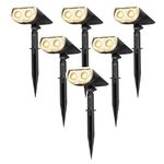 Linkind StarRayS Solar Spotlights, Solar Powered Dusk-to-Dawn Outdoor Garden Lights, 3000K Warm White, IP67 Waterproof for Garden Yard Patio Driveway Porch, 6-Pack