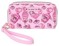 Disney Wallet Wristlet Mickey Minnie Mouse Winnie Pooh Zip Clutch Faux Leather, Cheshire Cat Pink