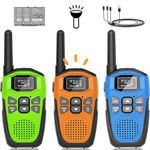 Walkie Talkies Long Range for Kids Adults 3 Pack, DURLK Rechargeable Walky Talky 2 Way Radios 22 Channels with 1200mAh Li-ion Battery,LED Flashlight,Type-C Cable for Outdoor Camping Hiking Trip