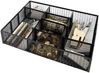 BLU MONACO Desk Drawer Organizer Tray - Up To 12 Adjustable Compartments with 9 removable Dividers - Black Metal Mesh Space Saving Office Supplies Organizer