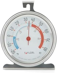 Taylor 5924 Large Dial Kitchen Refrigerator and Freezer Kitchen Analog Thermometer, 3 Inch Dial,Silver
