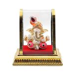 EGOODZ Ganesh Idol for car Dashboard in Glass Box with Left Side Trunk | Ganesh Idol Figurine showpiece for Home/Office/Temple/Decor/Gifting (1 Piece- Height- 11 CM)