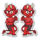 2 x 10cm Red Devil Vinyl Sticker Decal Motorbike Bike Helmet iPad Laptop #5383 (5cm Wide x 10cm Tall)