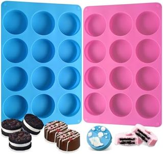 Round Chocolate Cookie Molds,SAGOOITS 2 PCS Oreo Chocolate Silicone Mold 12-Cavity Cylinder Chocolate Silicone Molds for Covered Oreo, Cookies Candy Jelly Mini Cakes and Muffin Baking