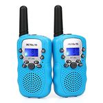 Retevis RT388 Walkie Talkies for Kids, Long Range 8CH Toy Gifts for 3-12 Years Old Boys Girls, LED Flashlight for Camping, Outdoor Adventures, Family Games (1 Pair, Sky Blue)