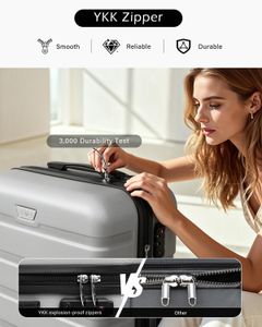 COOLIFE 28" Large Hard Shell Suitcase – Lightweight ABS+PC, Spinner Wheels, Silver