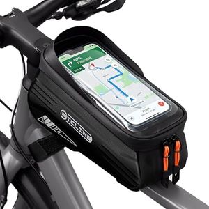 Kinetrail Bike Phone Bag with TPU Sensitive Touch, Waterproof Top Tube Bicycle Front Frame Bag, 1.9L Large Capacity EVA Hard Shell Mount Bike Phone Holder Bag Under 7", Handlebar Bag Bike Accessories