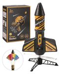 SainSmart Jr. Rocket Toy - Motorised Rocket with Parachute, Launch up to 61 Metres with Safe Landing, Outdoor Toy for Children (Black)