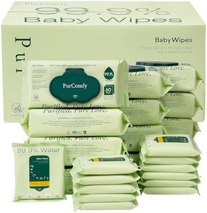 PurComfy Baby Wipes Unscented, 12 Flip-Top Packs + 12 Travel Pack 99.9% Water Wipes with Plant Based, Hypoallergenic for Sensitive Newborn Skin, Total 816 Count Wet Wipes