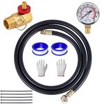 Breezliy 5 Feet Air Tank Repair Kit w/Safety Valve,Performance Tool W10058 Air Tank Repair Kit,Air Tank Valve Kit with Pressure Gauge and 5 Feet Air Tank Hose Assembly kit for Portable Carry Tank