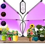 Green Haven 80 LED Grow Lights for Indoor Plants – 4 Arm Full Spectrum LED Grow Light with 10 Dimming Level | 360°Adjustable Stainless Steel Gooseneck Lamp for Seedlings and Succulents with Timer