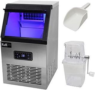 Ice Maker Machine Compact Commercial Countertop Ice Cube Maker Restaurant Home Bar Hotel Kitchen Ice Maker 40KG/24 Hours Large Capacity Cleaning & De-icing Function/FREE Ice Crusher and Ice Scoop