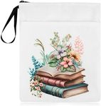 Book Sleeve Pouch Waterproof Book Sleeves with Zipper and Front Pocket,Book Covers for Paperback,Floral Print Book Protector Bag with Handle for Book Lovers Bibliophile Gifts(11.8 * 9.4inch)