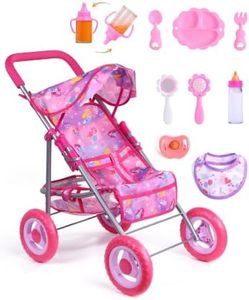 BABESIDE Baby Doll Stroller with Baby Doll Accessories, Fits Up to 17 Inch
