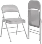 GAOMON 2 Pack Grey Folding Chairs with Padded Cushion and Back, Folding Chairs for Outside, Foldable Chairs with Metal Frame Hold Up to 350 Lbs, Metal Chairs for Home, Office, Indoor & Outdoor Events