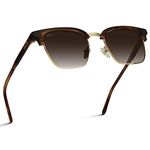 WearMe Pro Polarized Semi-Rimless Rectangular Sunglasses, Crystal Smoke Brown / Brown Lens, One Size