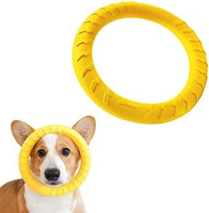 DLDER Dog Flying Disc Floating Dog Ring Toys Indestructible Dog Chew Toys for Aggressive Chewer Medium/Large Breeds Durable Dog Swimming Toy for Throwing Pool Catching Rubber Dog Flying Ring Toy