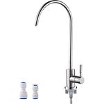 Ibergrif M22301A Drinking Water Filter Kitchen Tap,304 Stainless Steel Modern Single Lever Home Water Filter Faucet for UK, 360° Swivel, Reverse Osmosis Faucet with 2 Tap Adapter, Silver