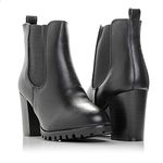 Bellmora Payton-05 Womens Chelsea Boot Side Zip Elastic Panel Chunky Heel Ankle Bootie, Black, 8