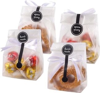 YunKo Cookie Bags for Gift Giving Clear Cellophane Treat Bags for Favors Mini Loaf, Bundt Cake, Hot Cocoa Bomb Packaging With Stickers(100PACK, Black Dot)