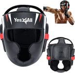 Yes4All Extreme Full Face Boxing Headgear, Adjustable Sparring Headgear, Martial Arts Helmet with PU Leather for Muay Thai, MMA Training, Sparring, Kickboxing, Large