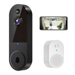 SHARKPOP 1080p Smart Wireless Video Doorbell Camera, Chime Ringer Included, AI Human Detection, 2-Way Audio, Live View, 2.4G WiFi, Night Vision, Cloud Storage, Battery Powered.