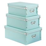 SEEKIND Foldable Storage Box with Lids and Handles Decorative, 3 in 1 Set, Multiple Size Plastic Box for Clothes, Toys, Cosmetic, Books …