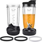 [Upgraded] Replacement 24oz Nutri Ninja Blender Cup, 24oz Cups with 7 Fins Replacement Extractor Blade Parts fit Ninja Auto iQ BL682-30 BL642-30 BL450-30 BL455-30 BL456-30 BL482-30 BL687CO-30 etc.