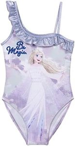 Bañador de Elsa para Niña - Diseño Multicolor - Talla 4 Años - Tejido de Secado Rápido - Estampado de Elsa con Frase - Producto Original Diseñado en España