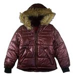 LONDON FOG Girls' Heavyweight Expedition Jacket Down Alternative Coat, Burgundy Shimmer, 7-8