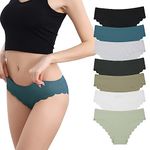 Levao Seamless Underwear for Women-No Show Ice Silk Bikini Panties-Invisibles Wavy Sides Briefs-Breathable Cheeky S-XL