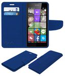 ACM Leather Flip Wallet Case Compatible with Microsoft Lumia 540 Mobile Cover Blue