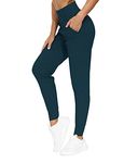 THE GYM PEOPLE Athletic Joggers for Women Sweatpants with Pockets Workout Tapered Lounge Yoga Pants Women's Leggings Dark Blue Green