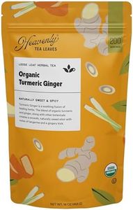 Heavenly Tea Leaves Organic Turmeric Ginger, Bulk Loose Leaf Herbal Tea, 1 Lb. (Approx. 200 Servings) - Naturally Caffeine Free, Inflammation, Immunity Boosting