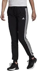 adidas Women's Essentials Single Jersey 3-Stripes Pants, Black/White, Small
