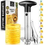 Pineapple Corer and Slicer with Triple Reinforced Stainless Steel with Thicker Blade - Easy-to-Use Pineapple Corer & Pineapple Cutter - Pineapple Slicer and Corer Tool for Easy Core Removal by Zulay