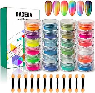 DAGEDA 24 Color Pigment Nail Powder Dust, Colorful Iridescent Glitter Ultrafine Luminous Pearlescent High-Gloss Halo Powder, 3D DIY Nail Art Decoration